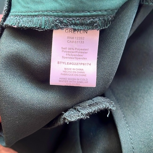 NWOT Greylin Straight Leg High Waist Dark Forest Green Trouser Pants Large - Picture 14 of 14
